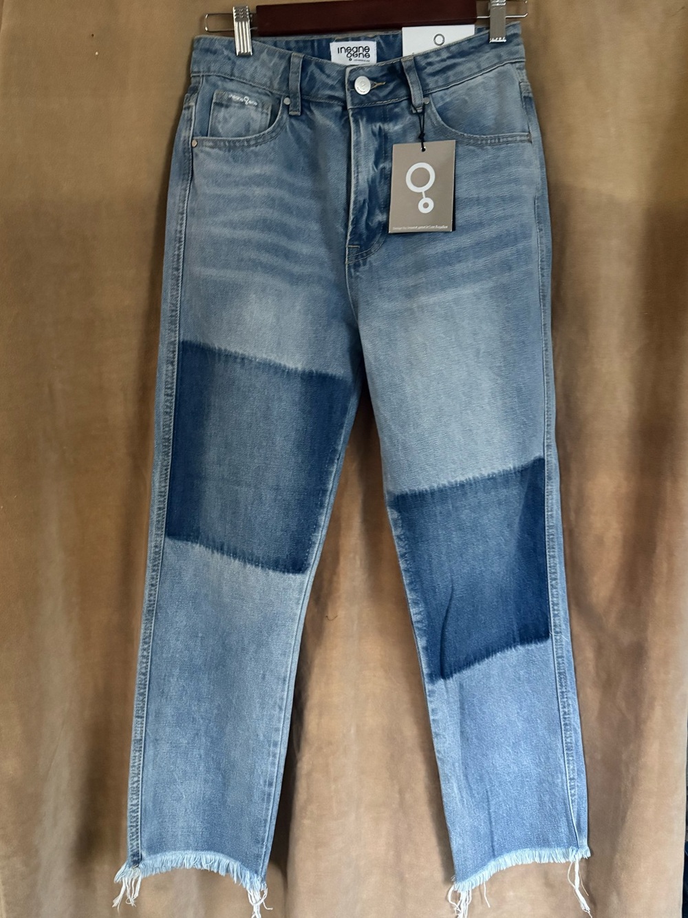 Women's Two-Tone Light Blue Straight Leg Jeans